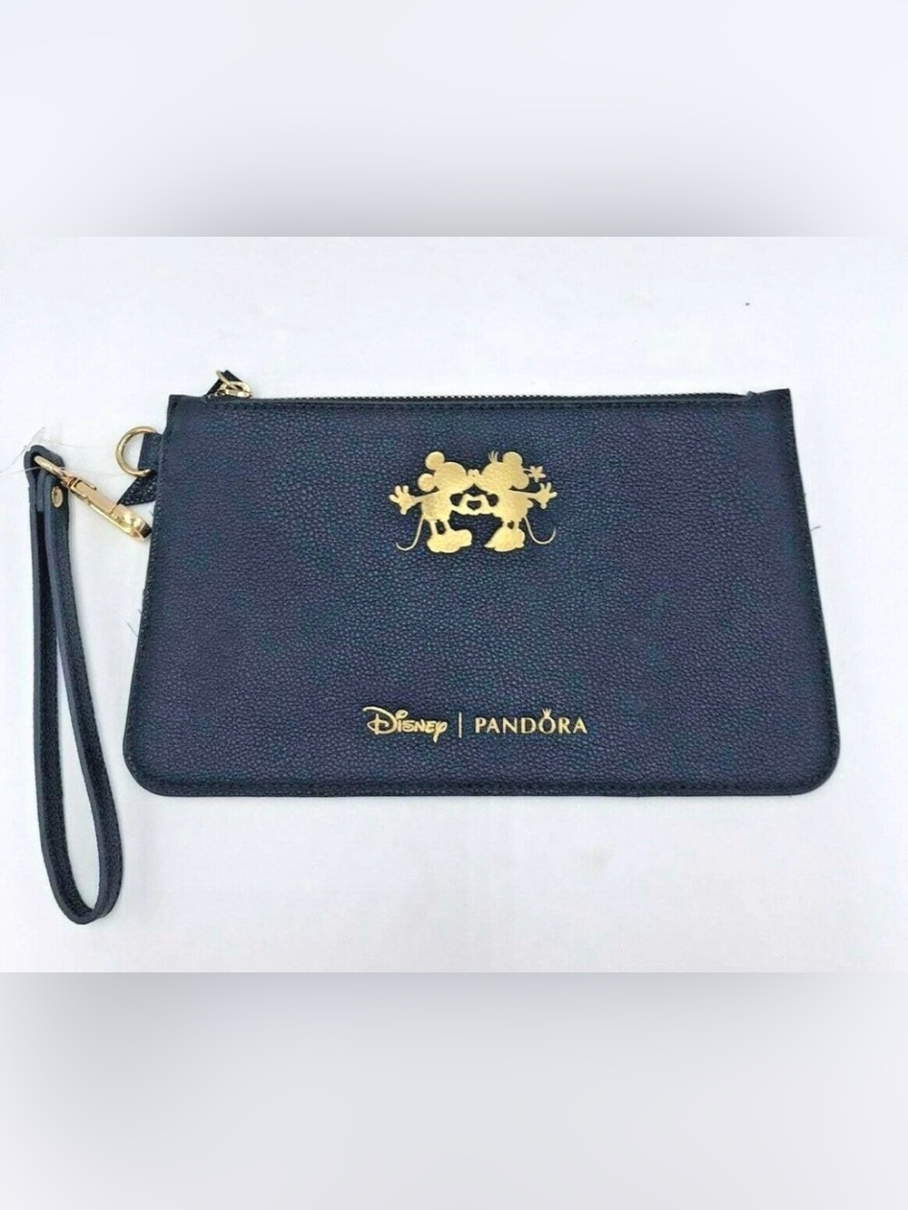 Disney x Pandora Mickie & Minnie Kissing Silhouette Navy Faux Leather Wristlet